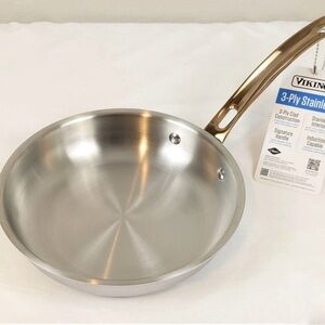 NWT VIKING 8 Inch Stainless Steel Omelette Fry Pan with Copper Handle